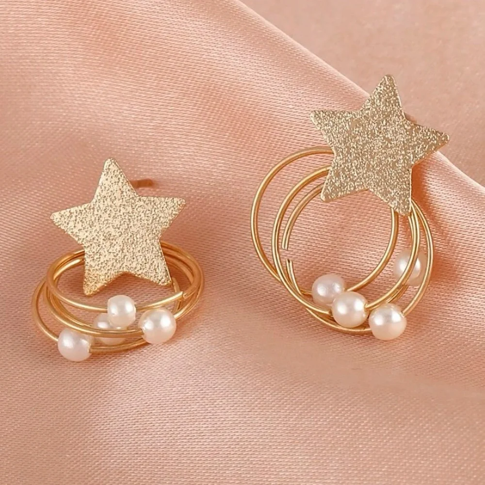 Star & Faux Pearl Drop Earrings - Picture 2 of 5